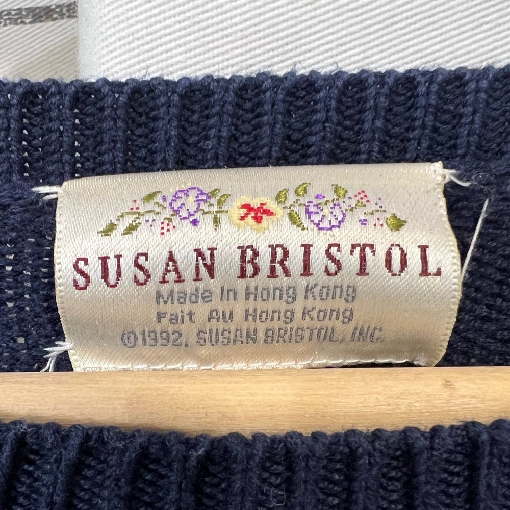 Vintage Navy Floral Polka Dot Sweater - Picture 3 of 3
